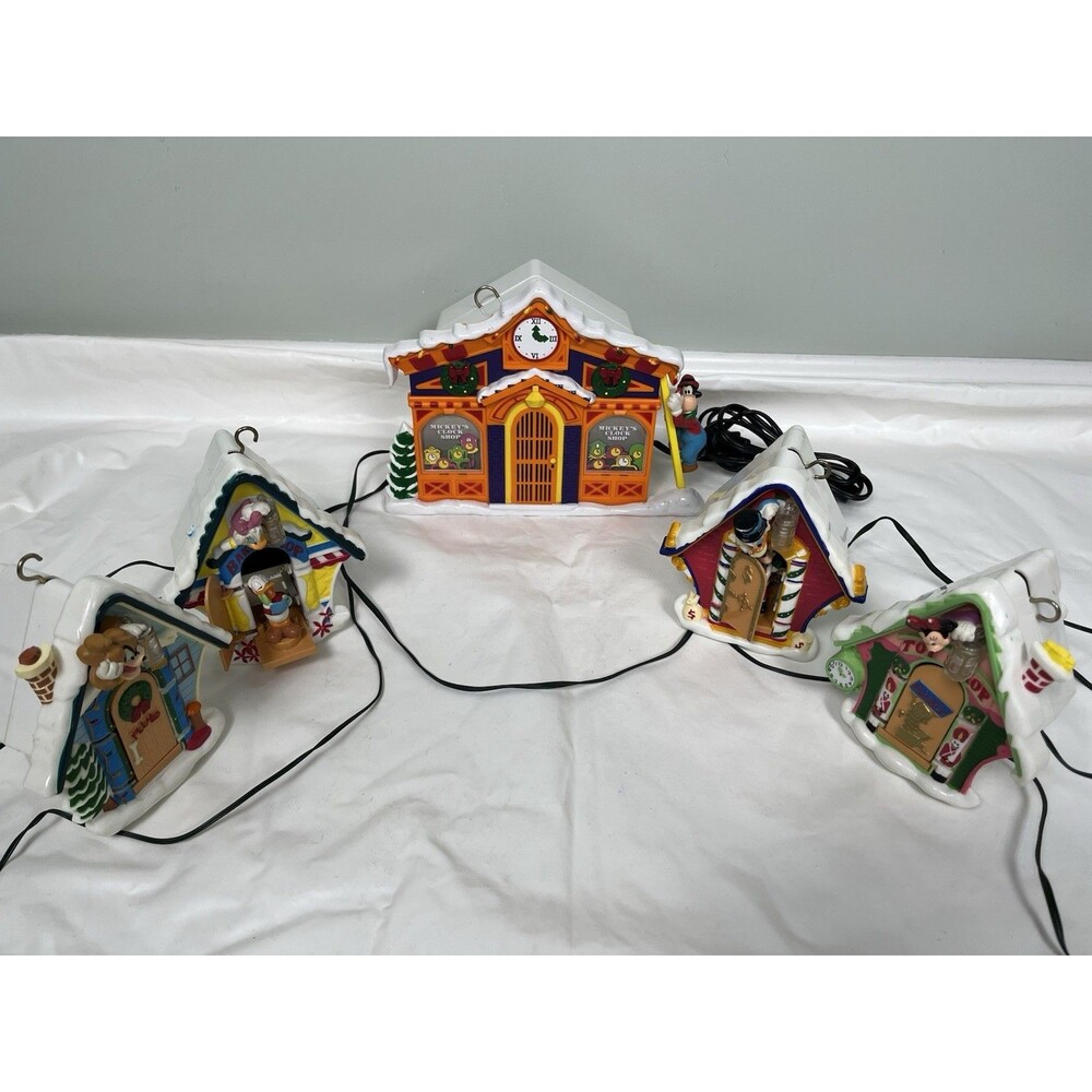 VTG Mr Christmas Disney Mickey’s Clock Shop Musical Lights No Stands/ Pendulums